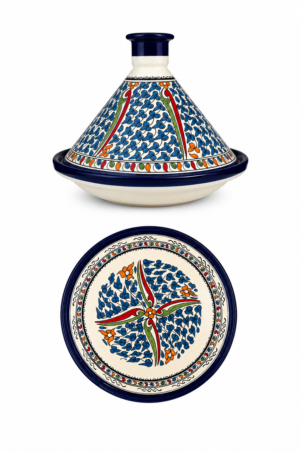 Grand tajine de cuisson traditionnel en terre cuite fait main