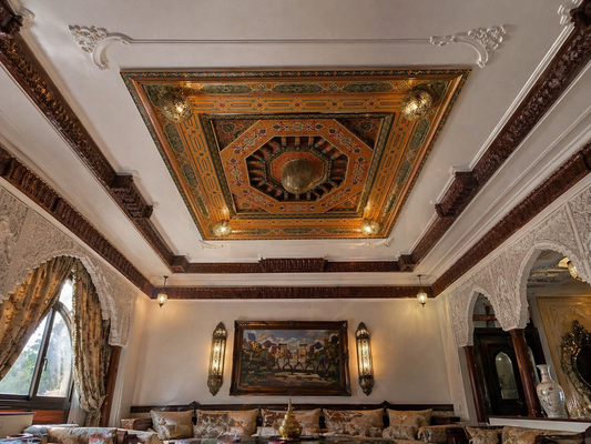 Tableau plafond en cuivre et bois