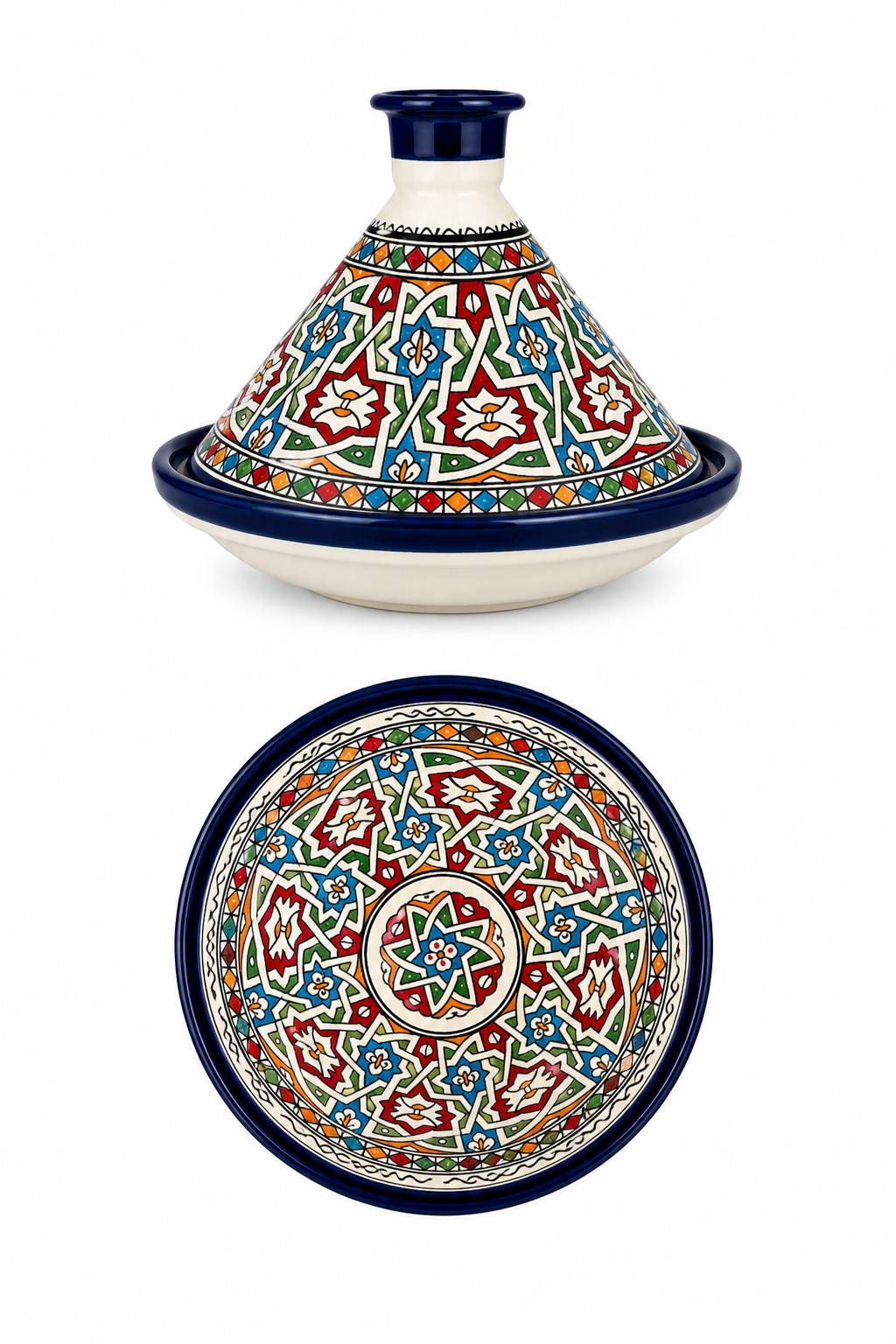 Grand tajine de cuisson traditionnel en terre cuite fait main