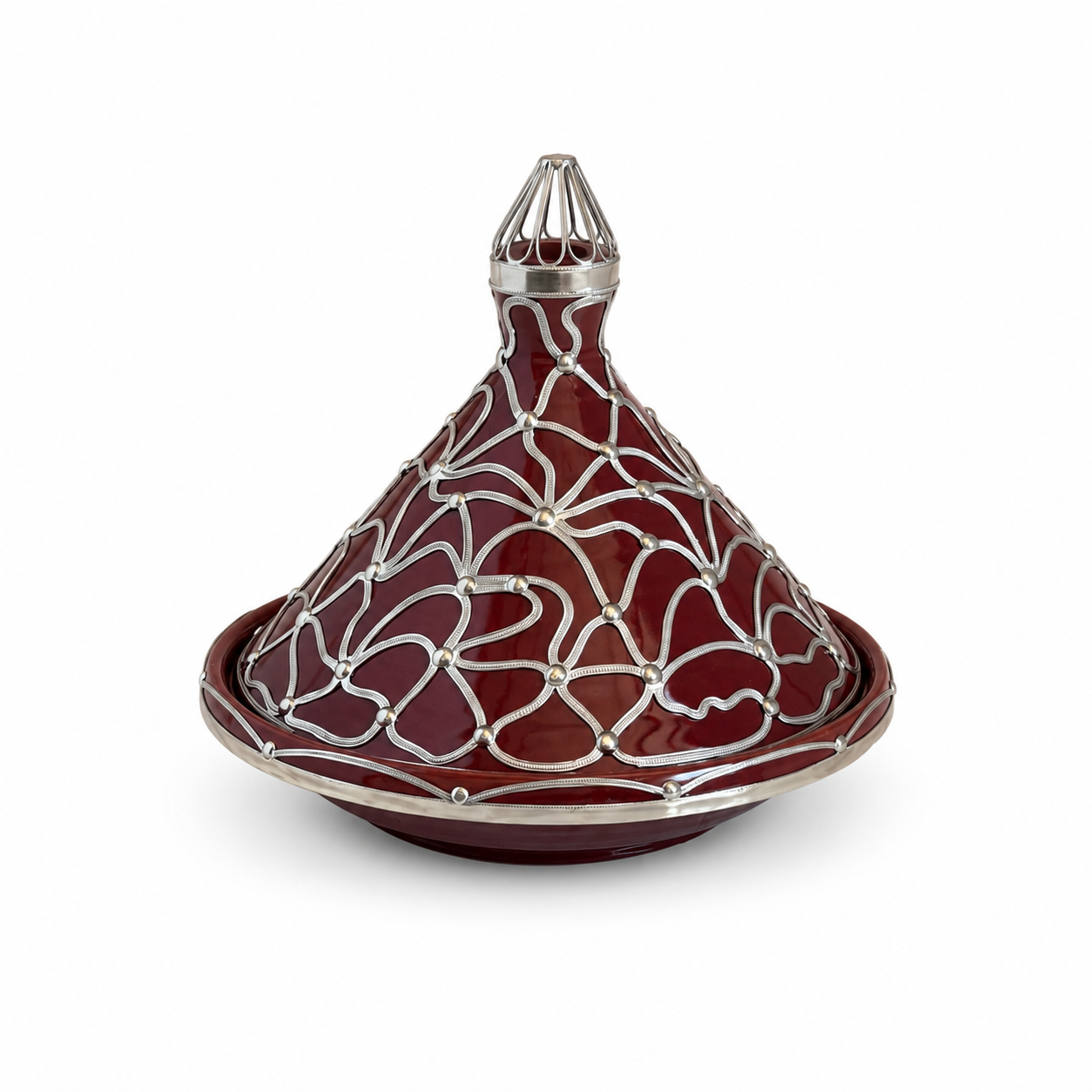Tajine de cuisson traditionnel en terre cuite avec fil métallique fait main