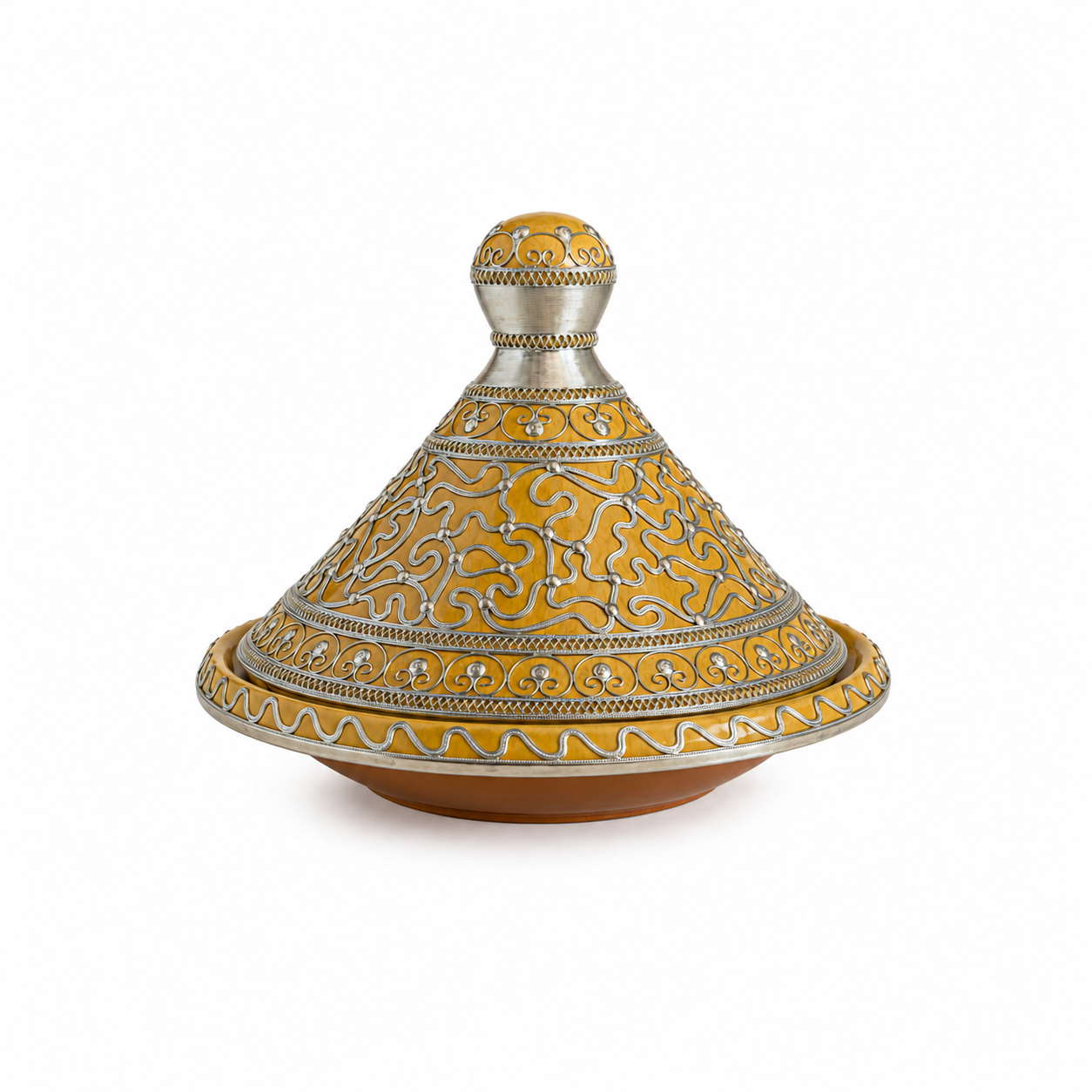 Tajine de cuisson traditionnel en terre cuite avec fil métallique fait main