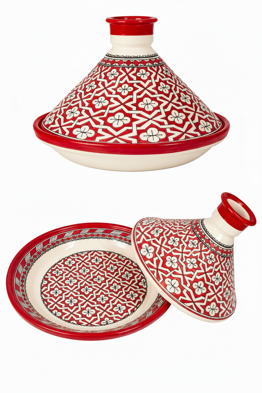 Tajine géant de cuisson traditionnel en terre cuite fait main