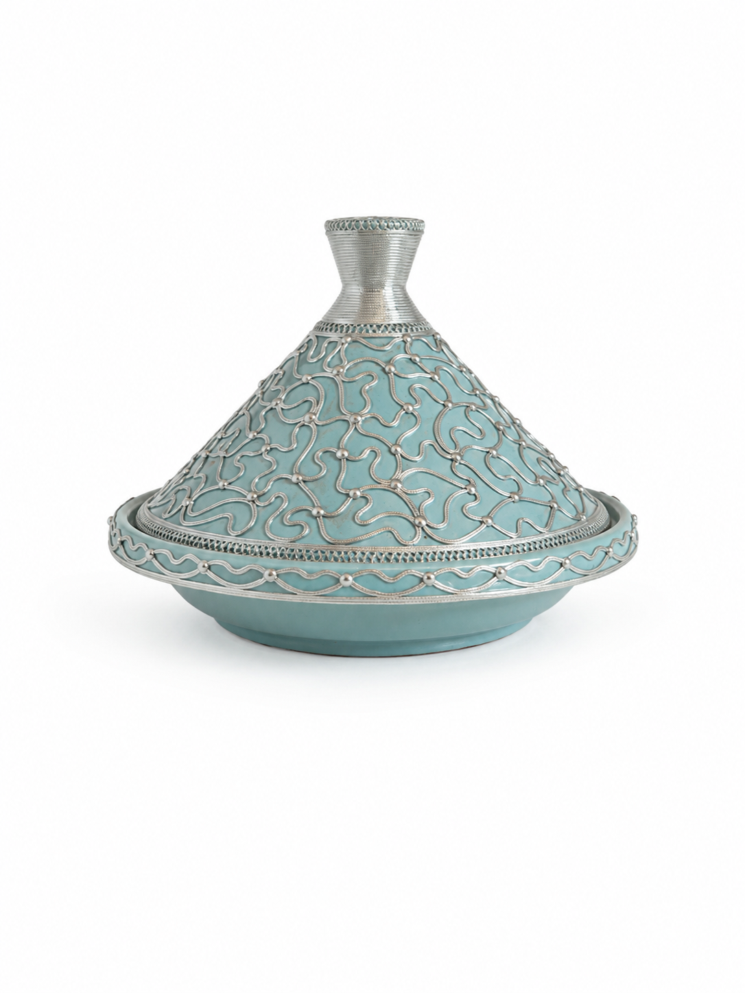 Tajine de cuisson traditionnel en terre cuite avec fil métallique fait main