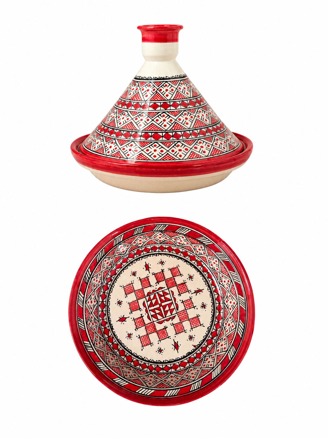 Tajine de cuisson traditionnel en terre cuite fait main