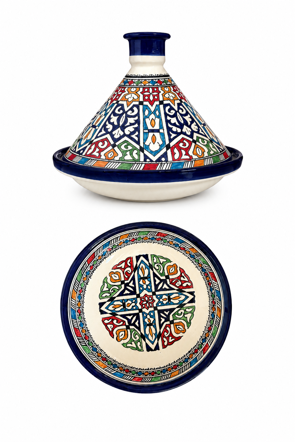 Grand tajine de cuisson traditionnel en terre cuite fait main