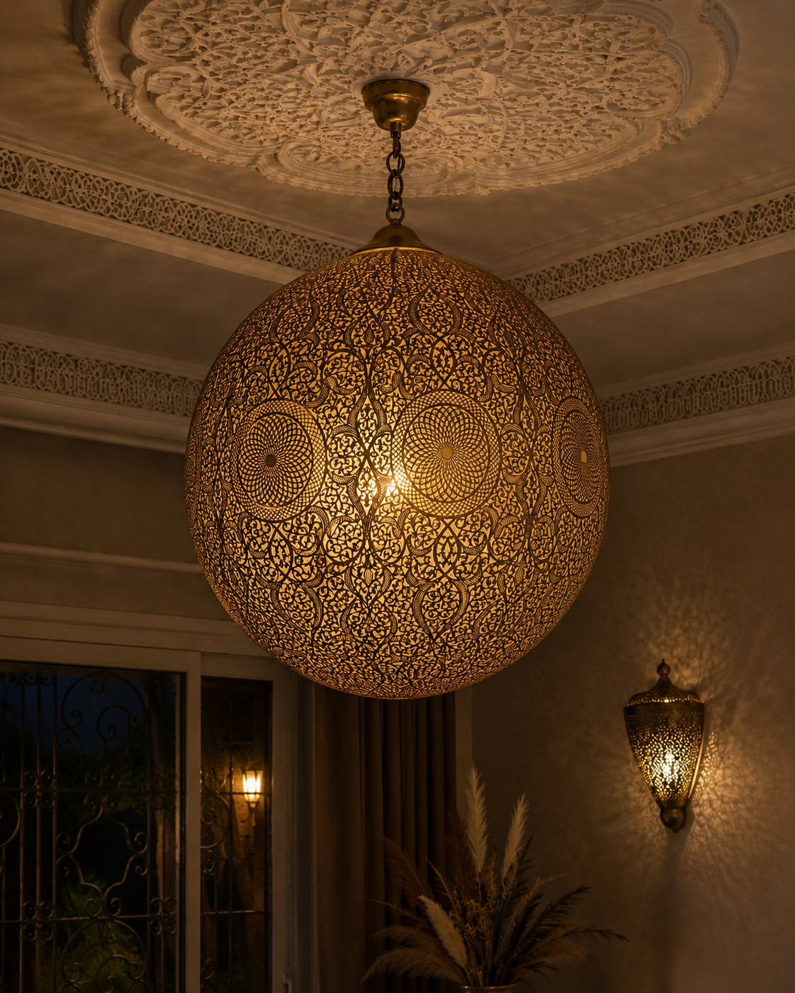 Lustre boule de 60cm de diamètre en cuivre