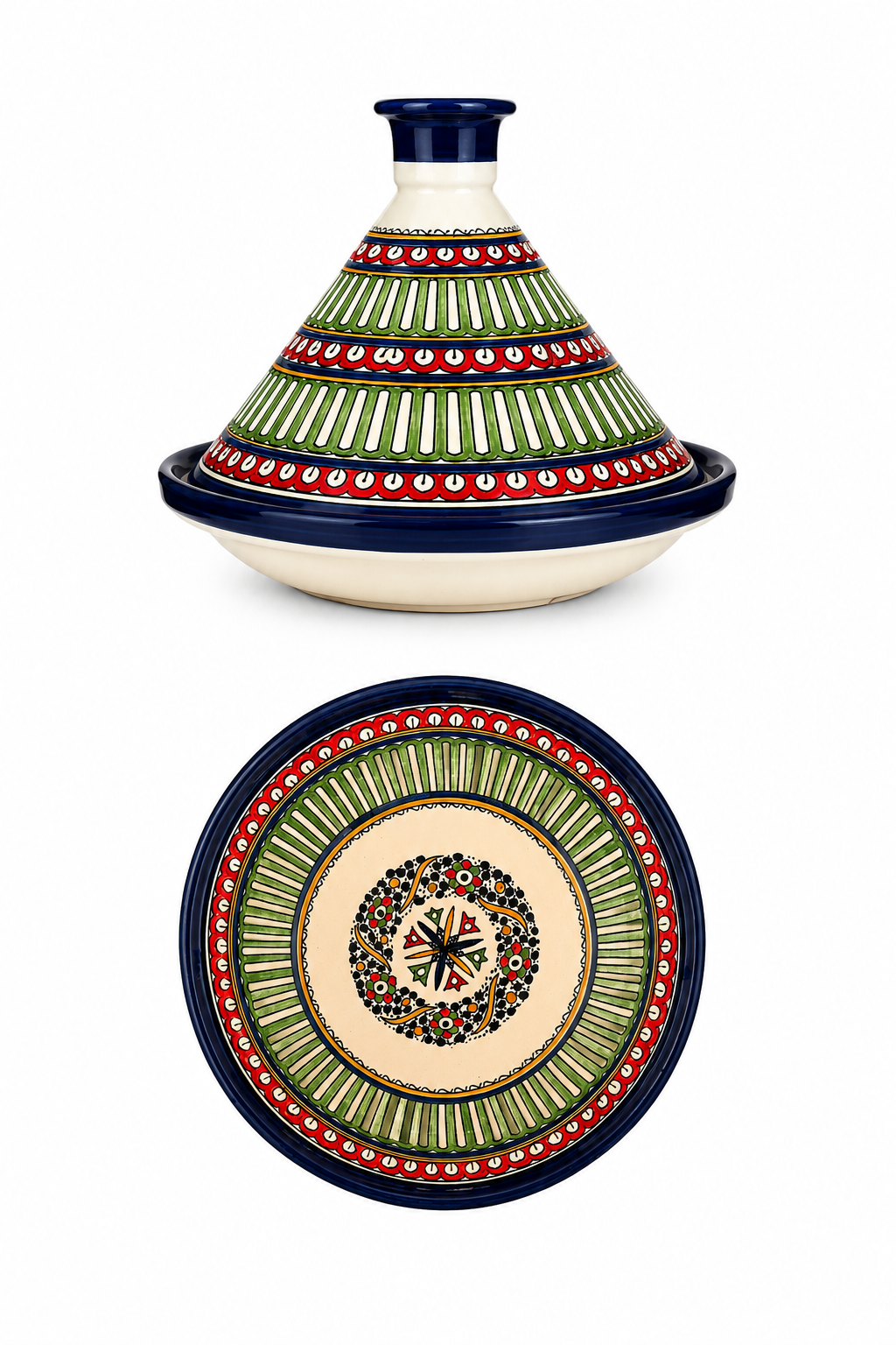 Grand tajine de cuisson traditionnel en terre cuite fait main