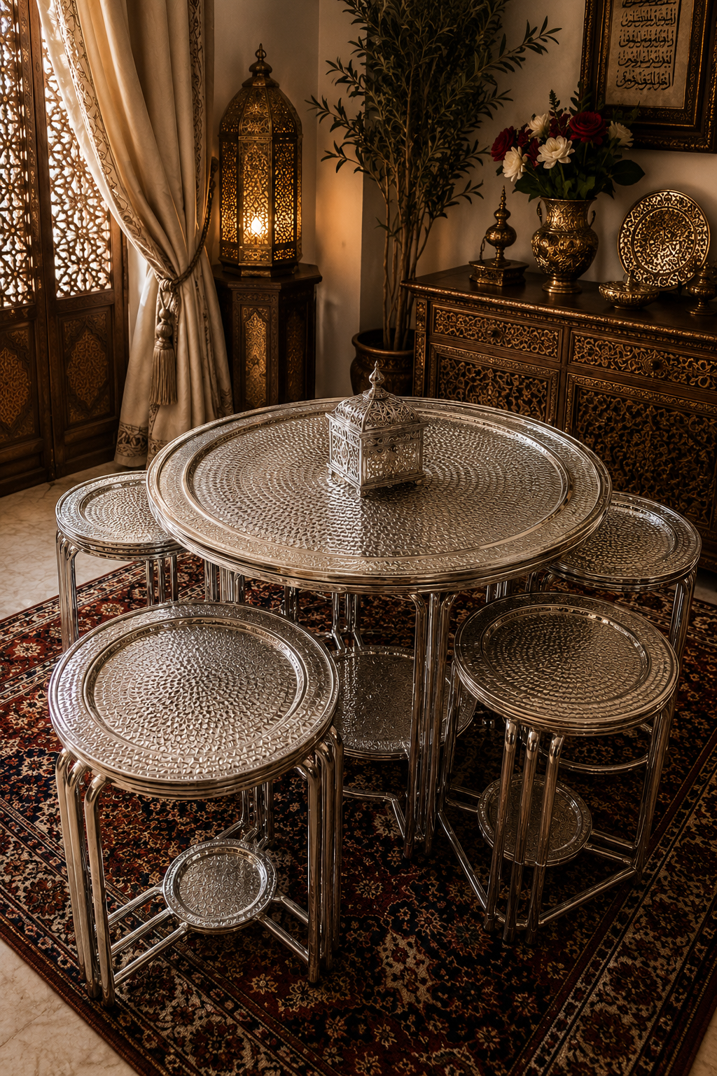 Table et ses petites en cuivre