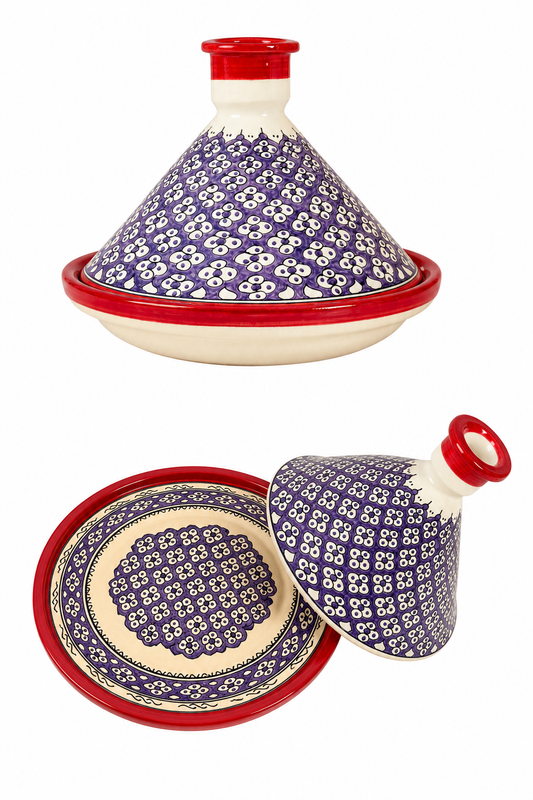 Grand tajine de cuisson traditionnel en terre cuite fait main