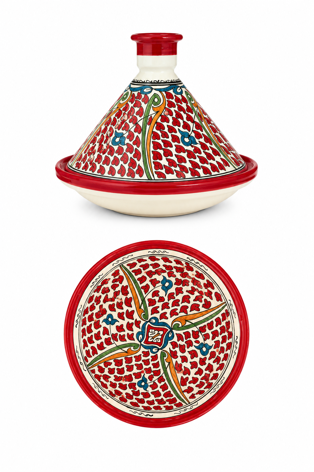 Grand tajine de cuisson traditionnel en terre cuite fait main