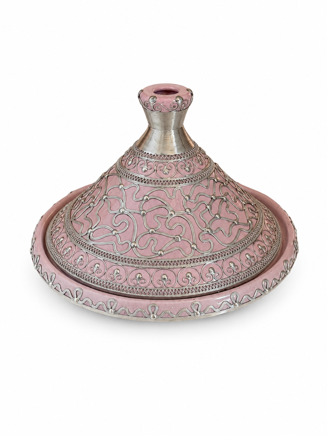 Tajine de cuisson traditionnel en terre cuite avec fil métallique fait main