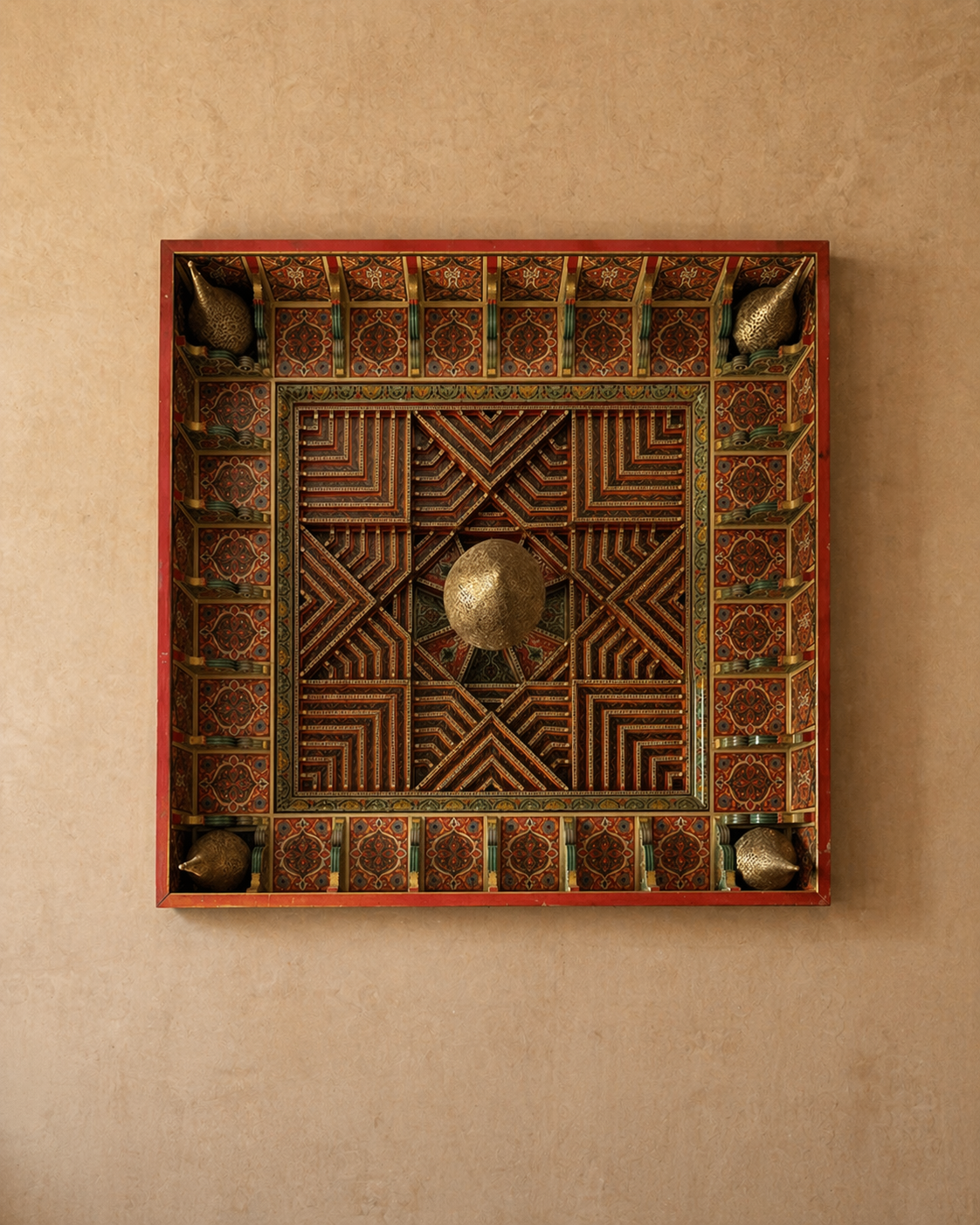 Tableau plafond en cuivre et bois