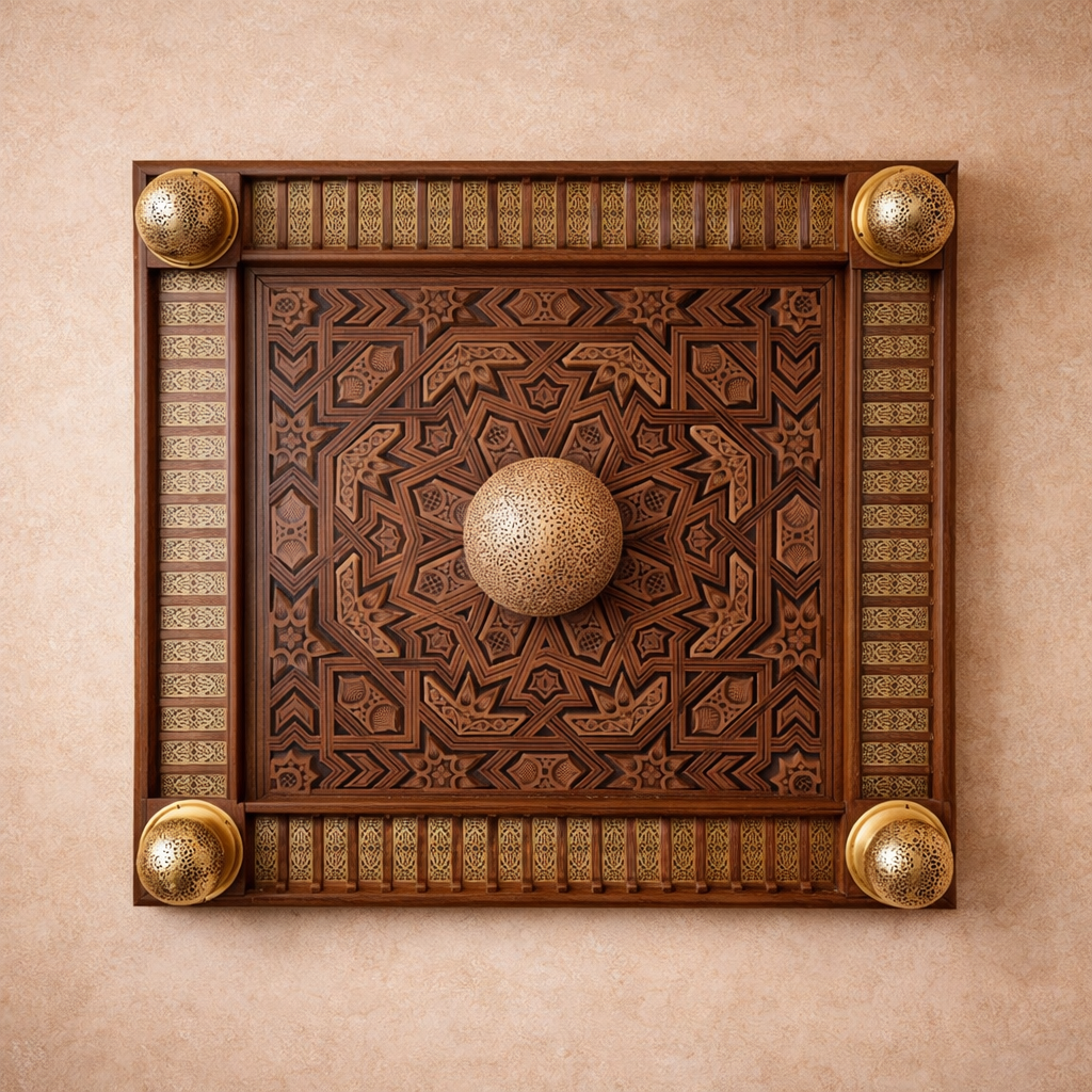 Tableau plafond en cuivre et bois