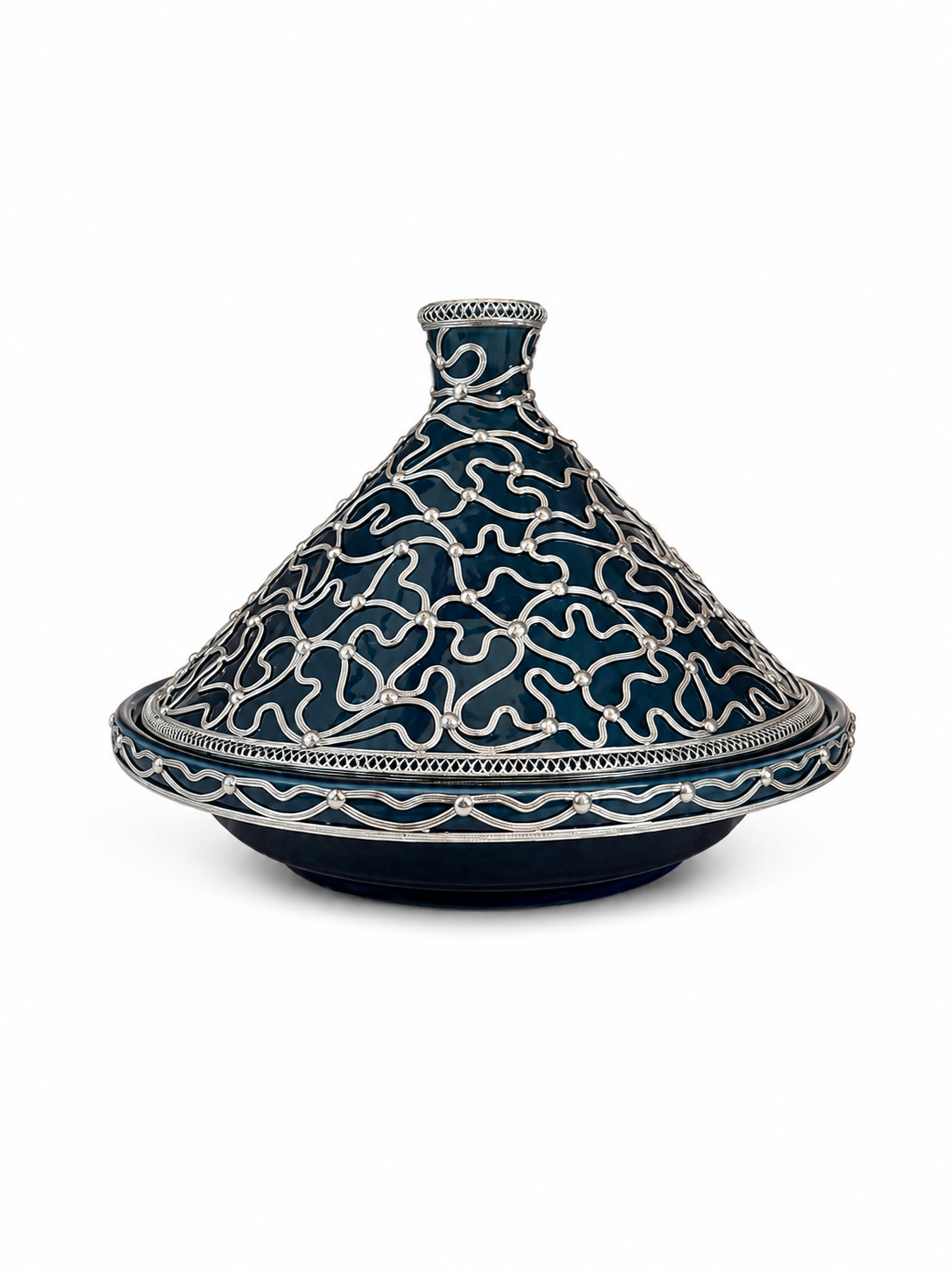 Tajine de cuisson traditionnel en terre cuite avec fil métallique fait main