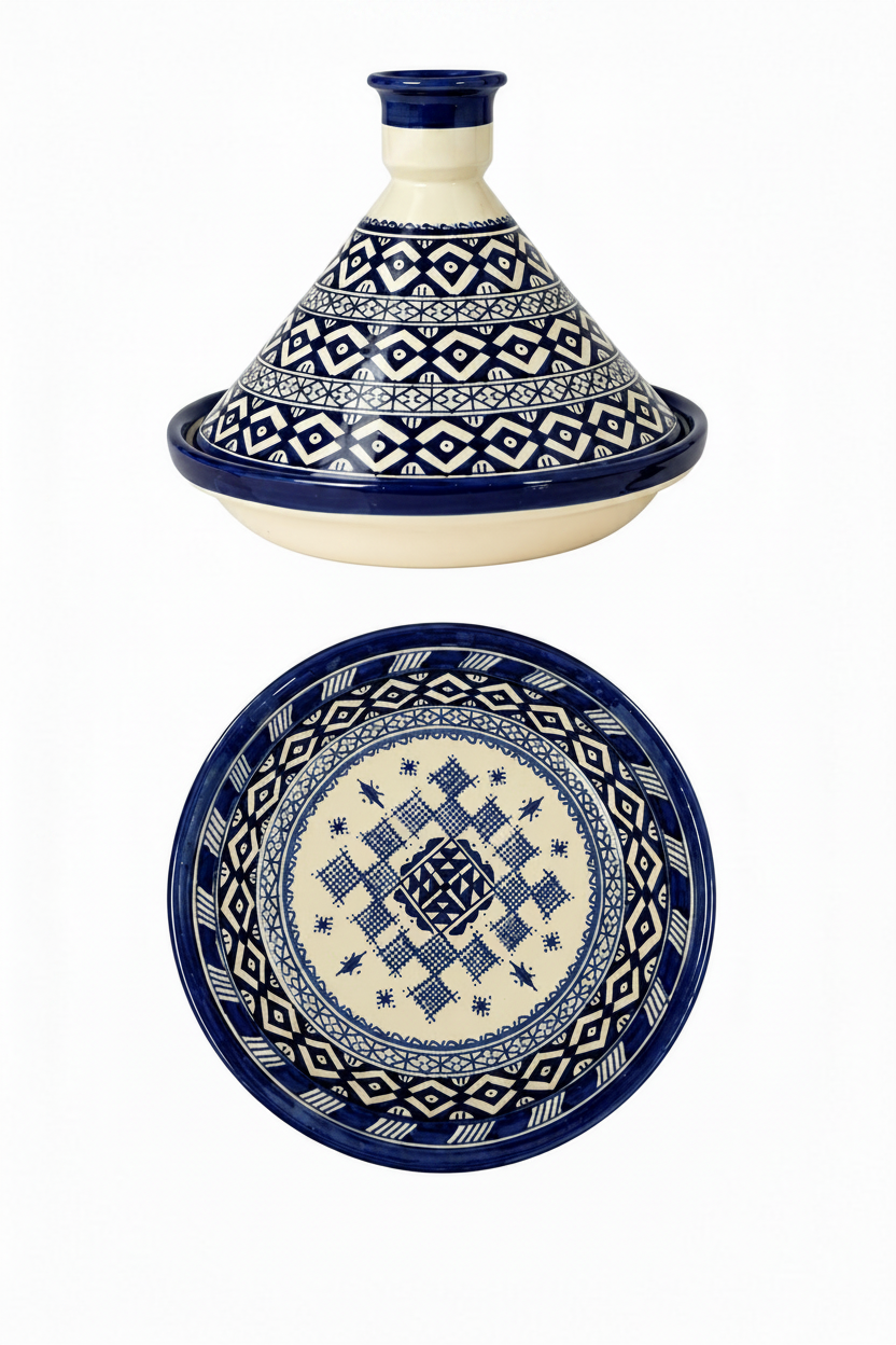 Tajine de cuisson traditionnel en terre cuite fait main