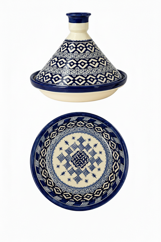 Tajine de cuisson traditionnel en terre cuite fait main