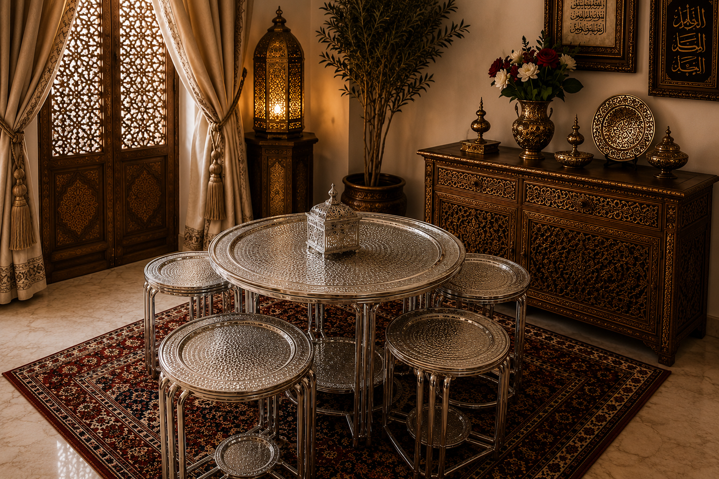 Table et ses petites en cuivre