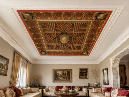 Tableau plafond en cuivre et bois