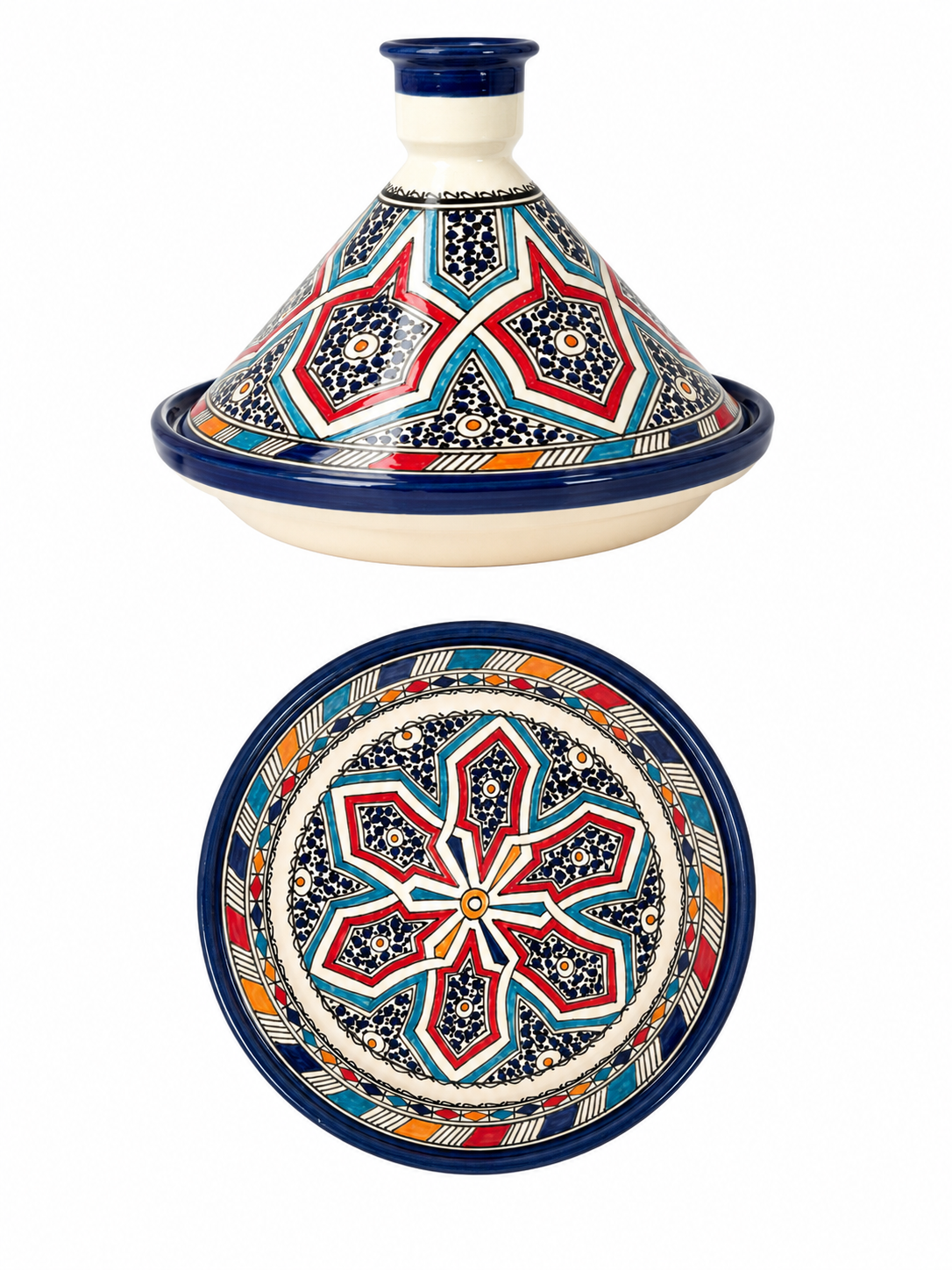 Tajine de cuisson traditionnel en terre cuite fait main