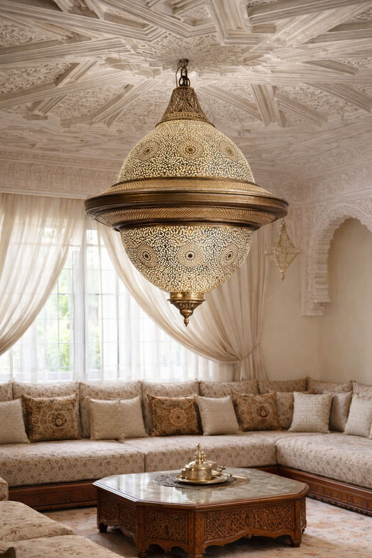 Lustre boule en cuivre