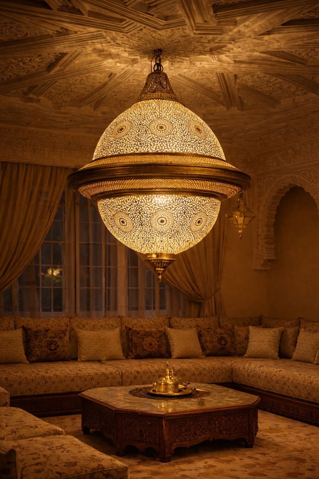 Lustre boule en cuivre