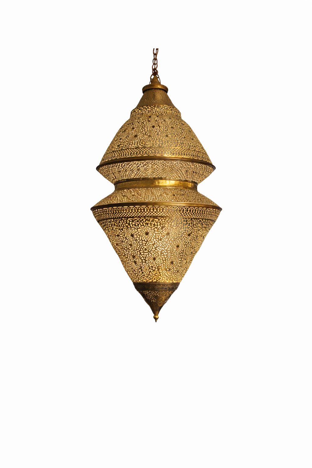 Lustre sphérique en cuivre avec anneau au milieu