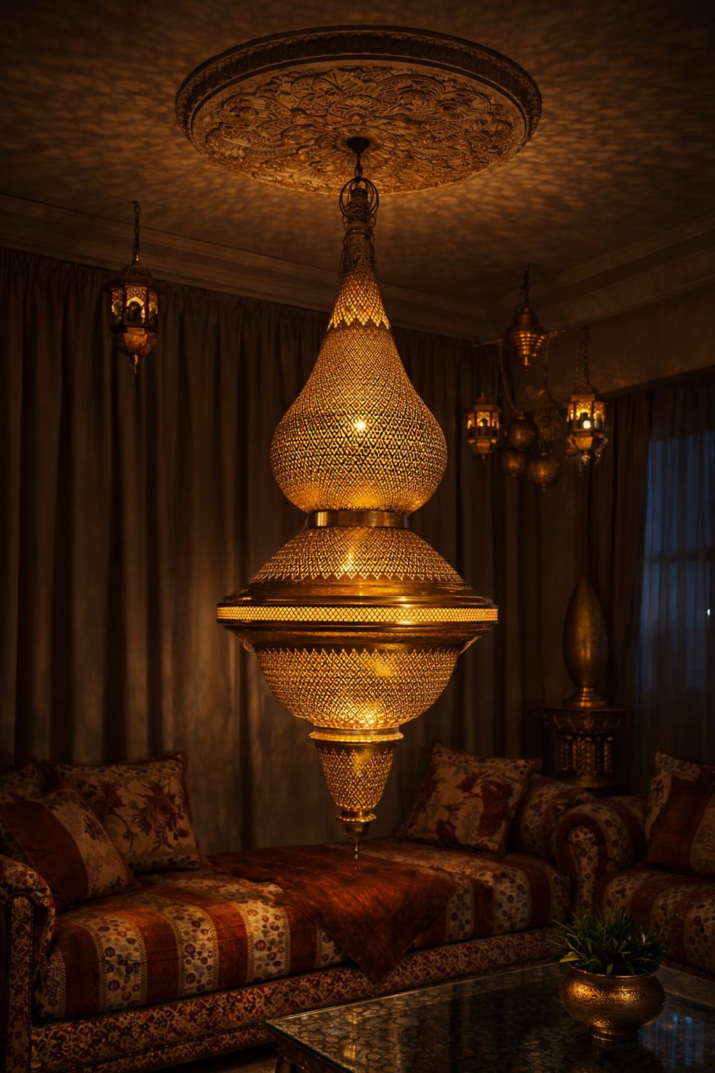 Lustre goutte en cuivre pour dôme