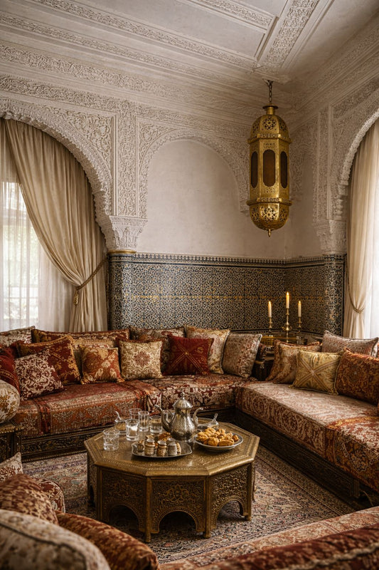 Copper and Iraqi glass cylinder pendant light