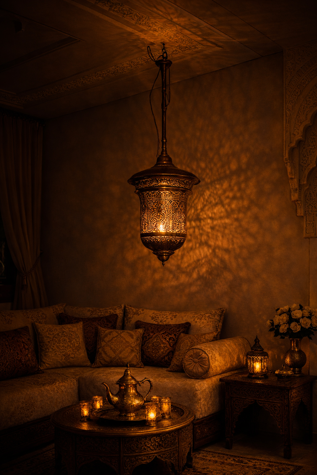 Suspension lanterne cylindrique conique en bas en cuivre