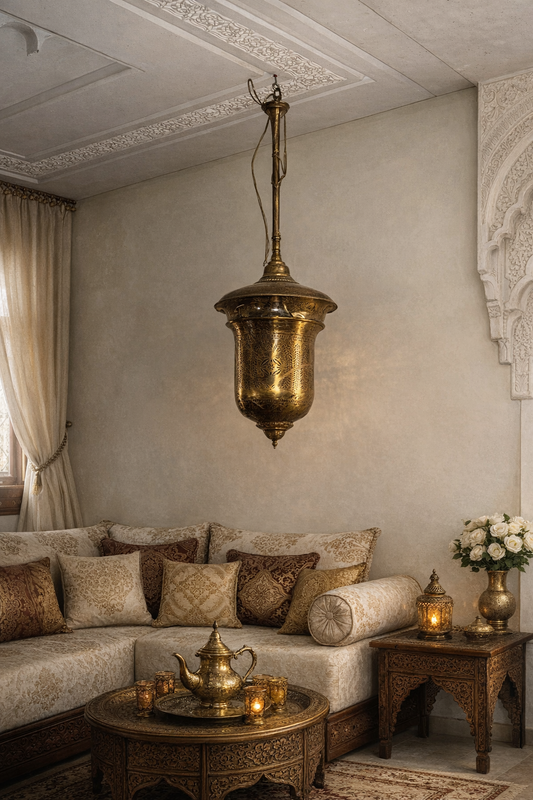 Conical cylindrical lantern pendant light in copper