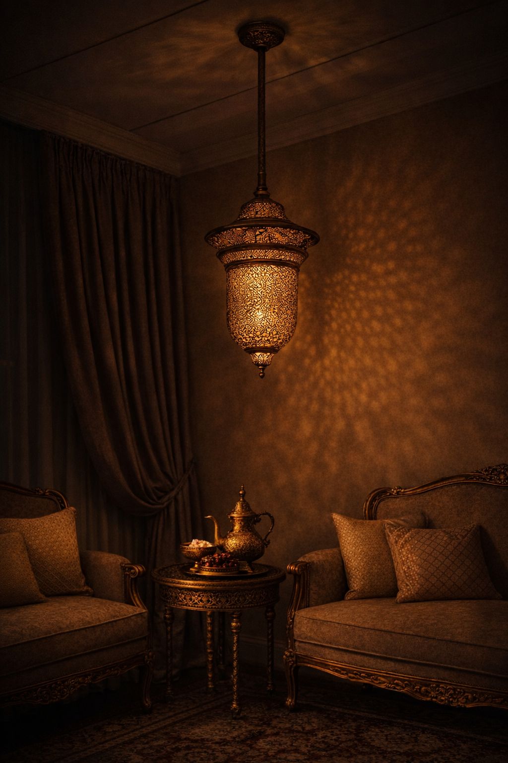 Suspension lanterne cylindrique conique en bas en cuivre