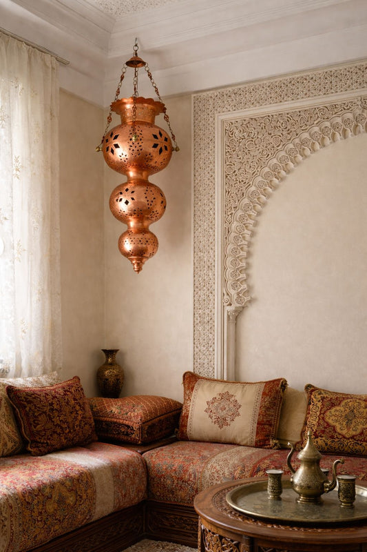 Rare antique red copper pendant light