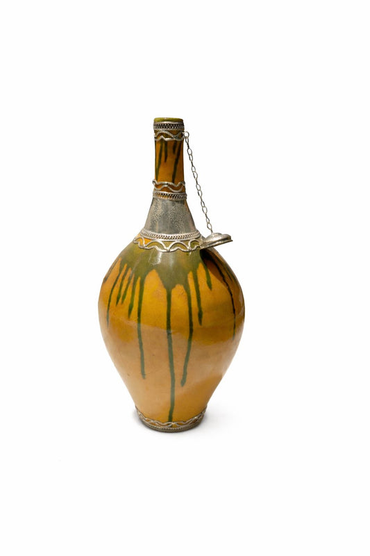 Decorative terracotta water bottle with handmade wire