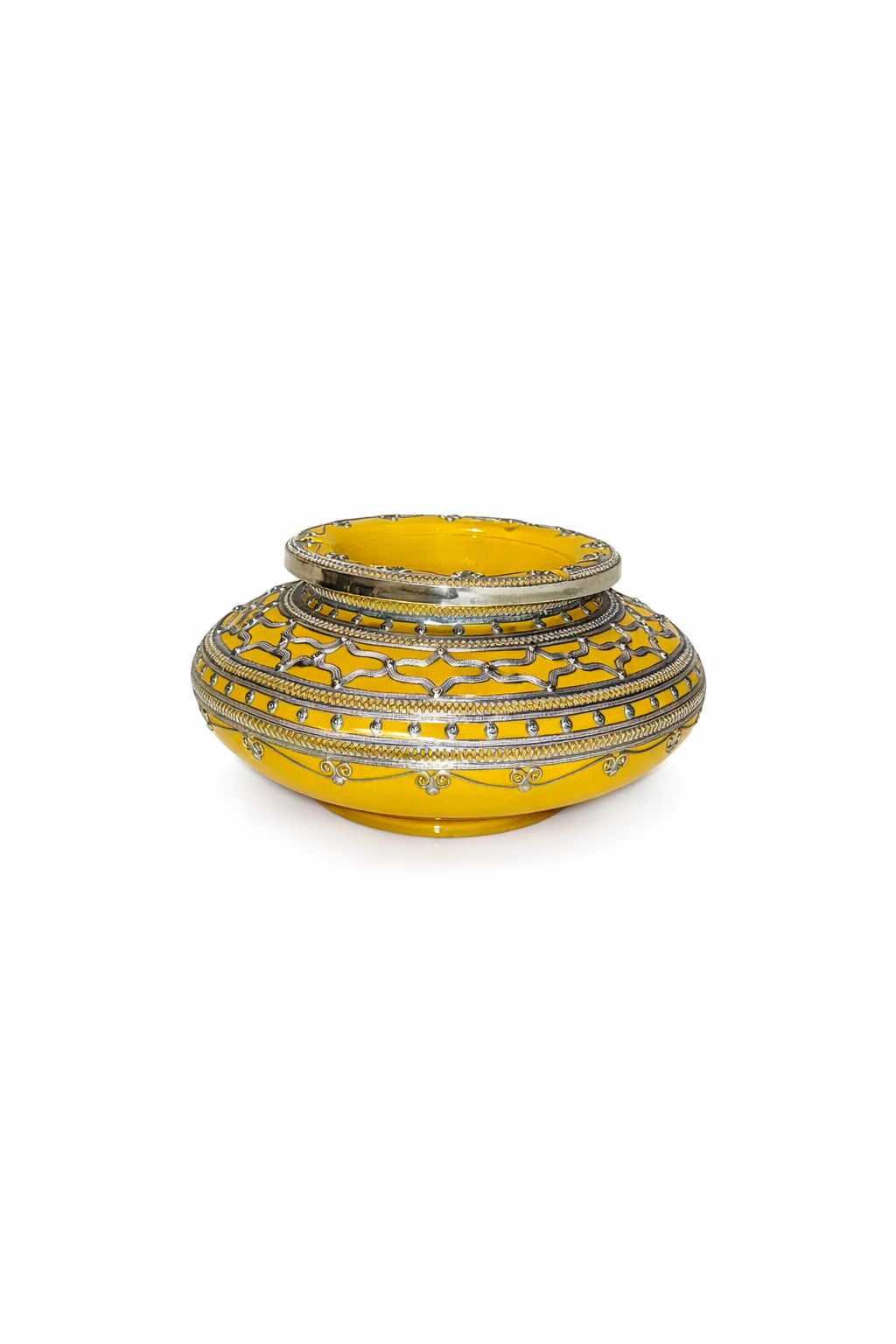 Cendrier décoratif traditionnel en poterie avec fil métallique fait main