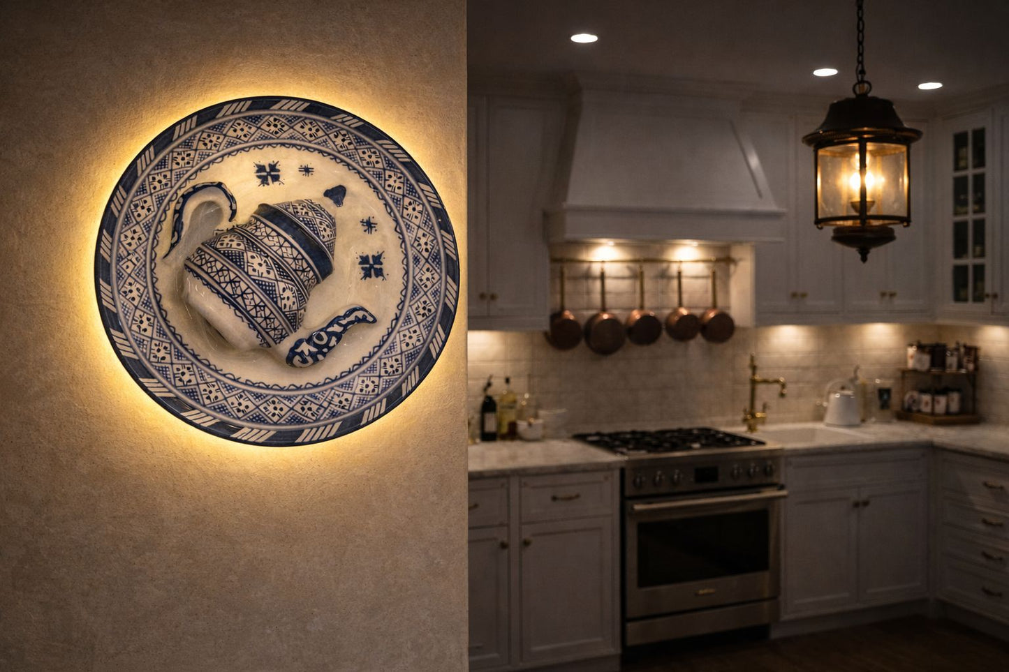 Assiette de lampe traditionnelle en terre cuite faite main