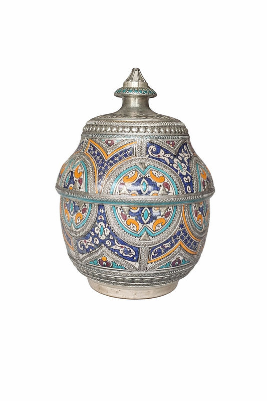 Petit bol décoratif traditionnel en poterie avec fil métallique fait main