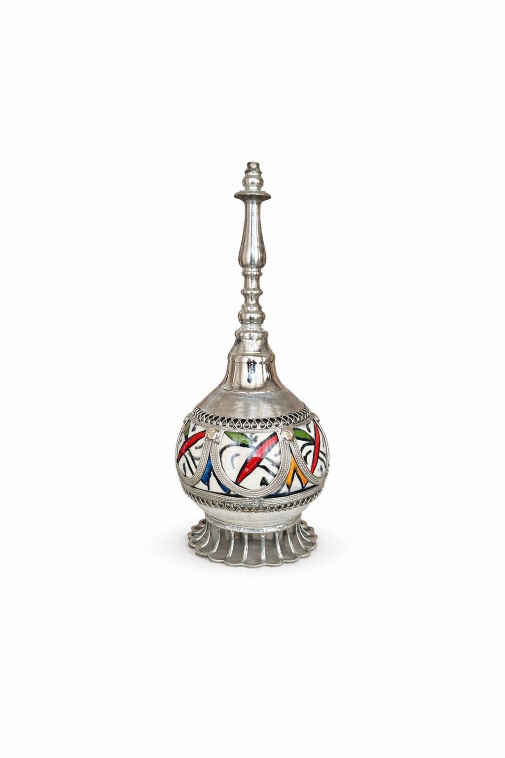Flacon de parfum traditionnel en poterie avec fil métallique fait main