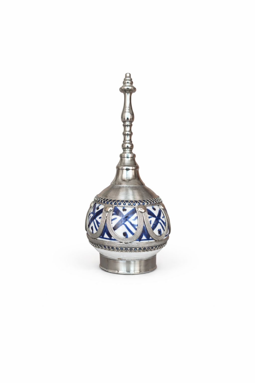 Flacon de parfum traditionnel en poterie avec fil métallique fait main