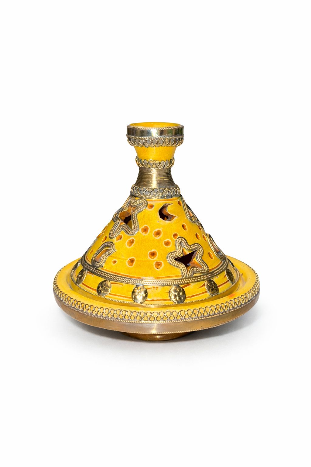 Tajine décoratif traditionnel pour épices en terre cuite avec fil métallique fait main