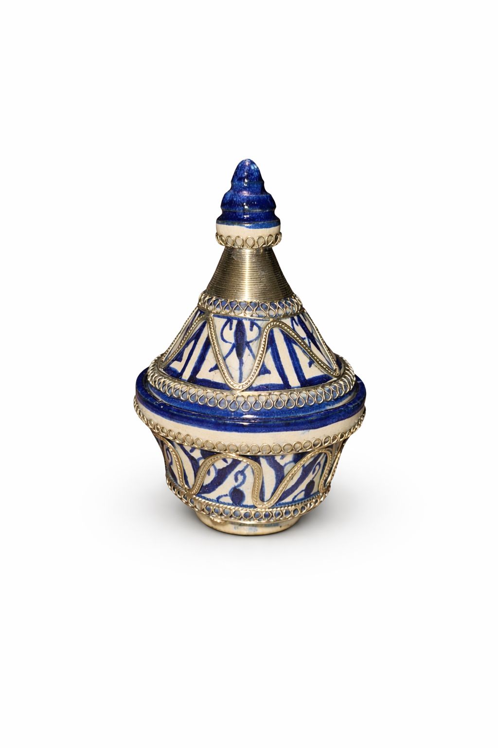 Tajine pour épices traditionnel en terre cuite avec fil métallique fait main