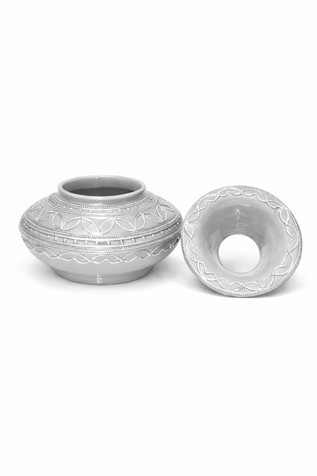 Cendrier décoratif traditionnel en poterie avec fil métallique fait main