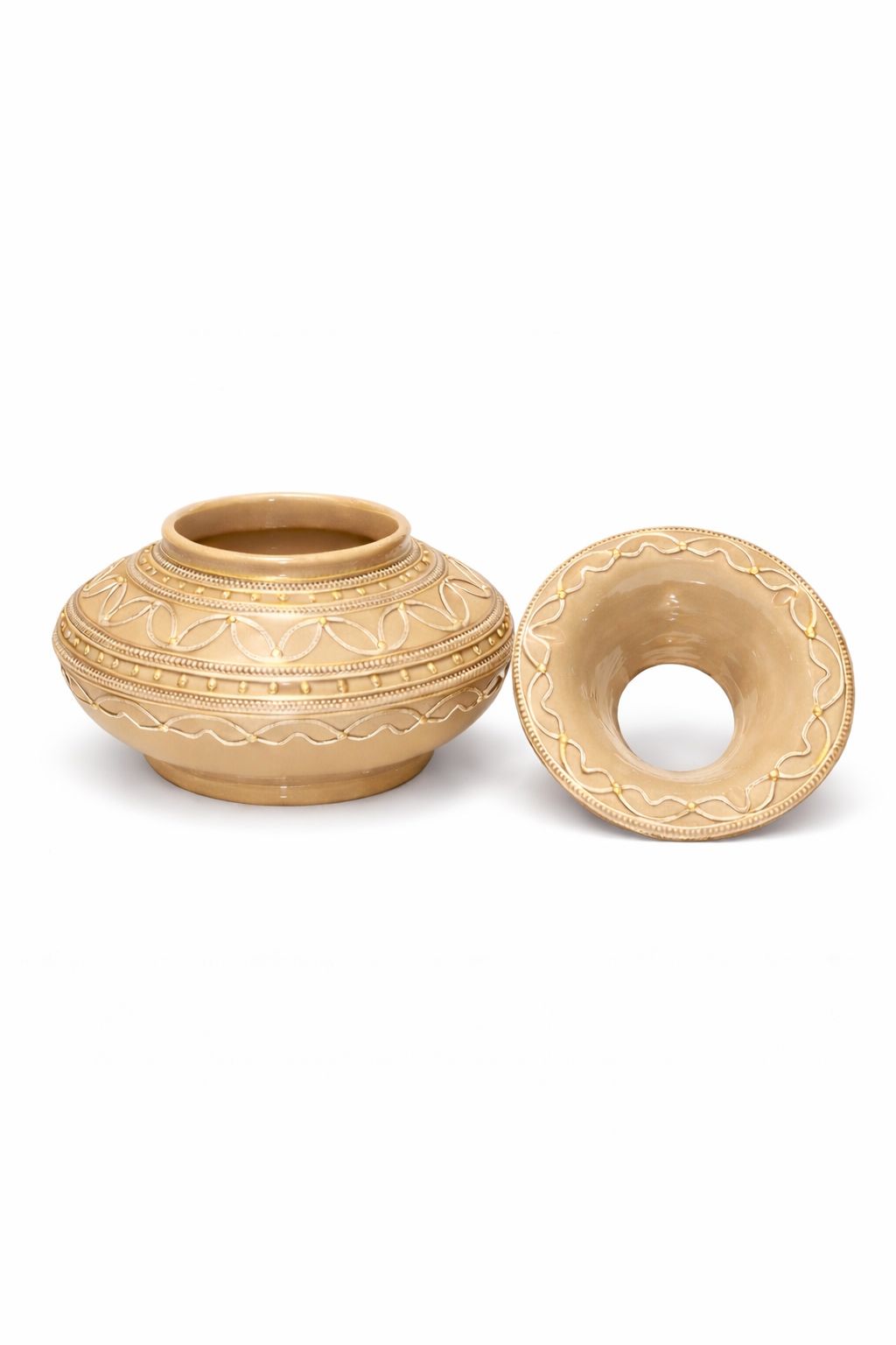 Cendrier décoratif traditionnel en poterie avec fil métallique fait main