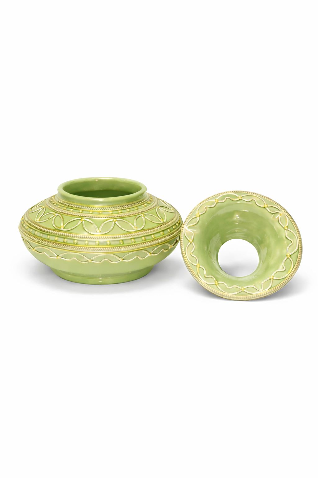 Cendrier décoratif traditionnel en poterie avec fil métallique fait main