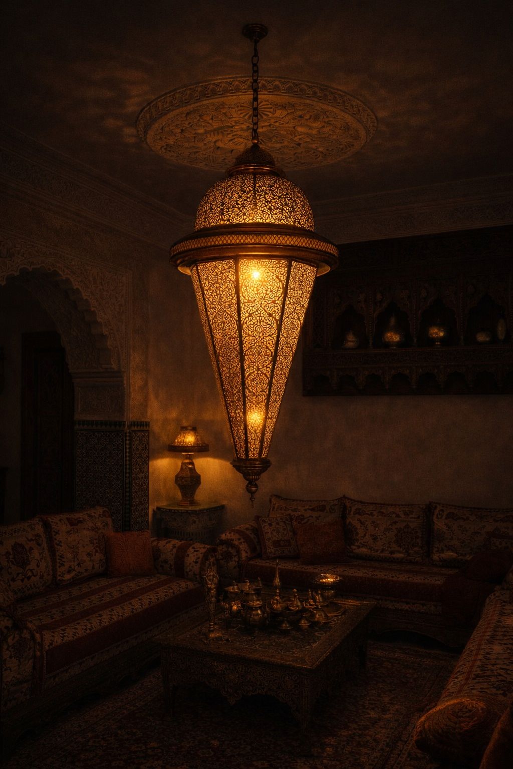 Lustre goutte inversée en cuivre