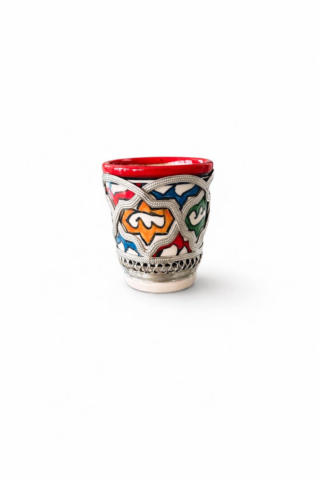 Mini théière traditionnelle en poterie avec fil métallique faite main