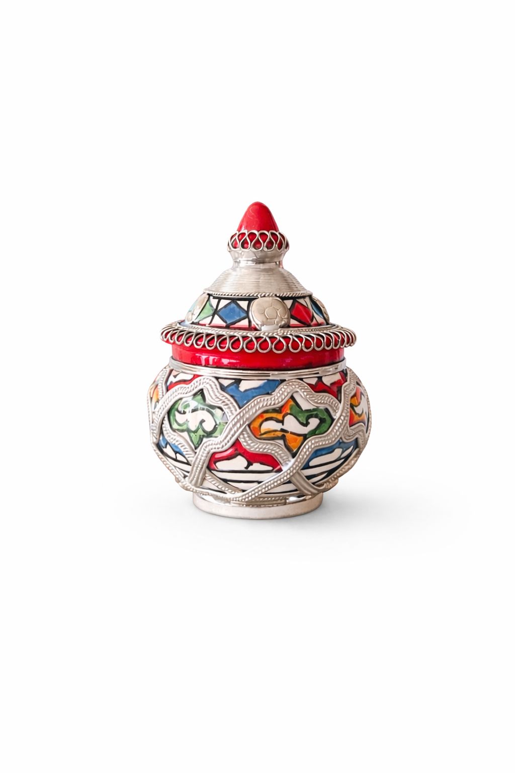 Mini théière traditionnelle en poterie avec fil métallique faite main