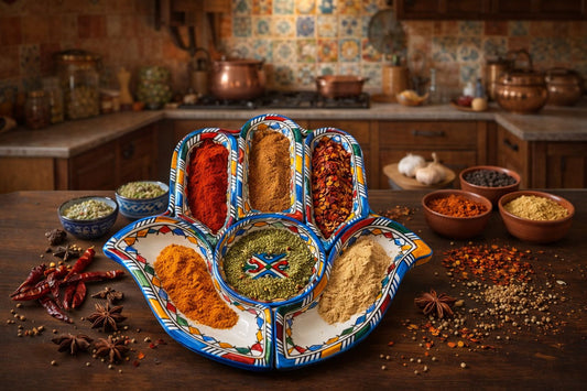 Assiette des épices ou fruits secs traditionnelle en terre cuite faite main