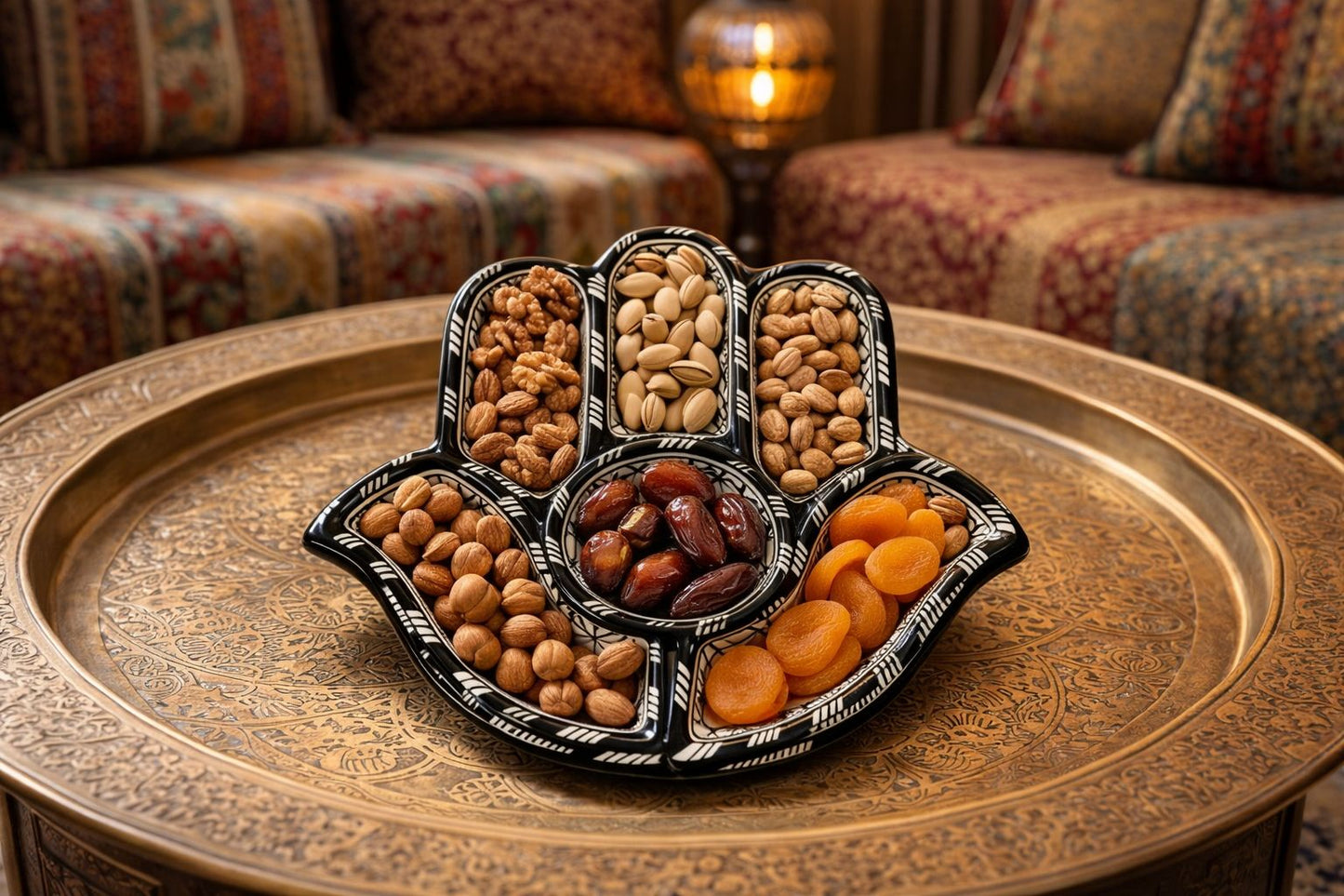 Assiette des épices ou fruits secs traditionnelle en terre cuite faite main