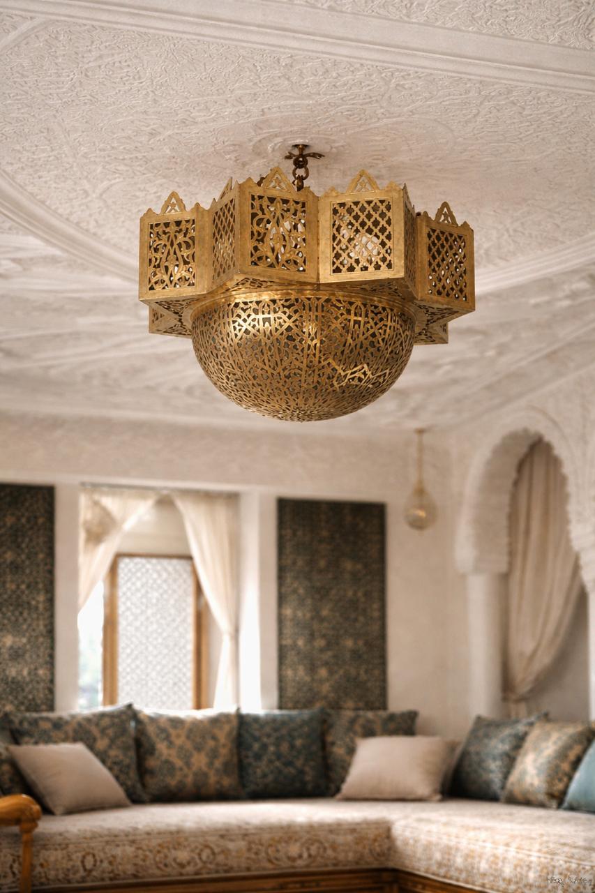 Lustre plafonnier en cuivre