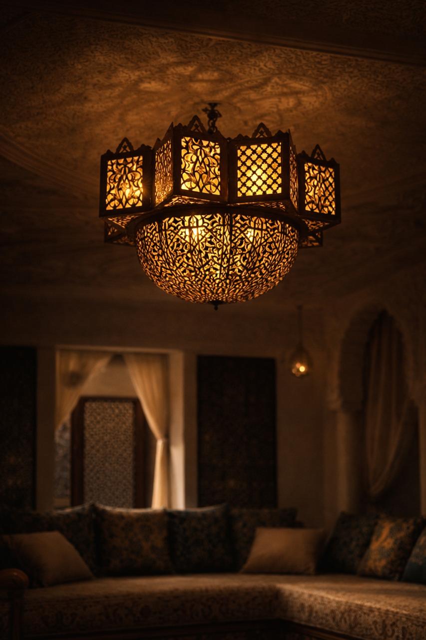 Lustre plafonnier en cuivre